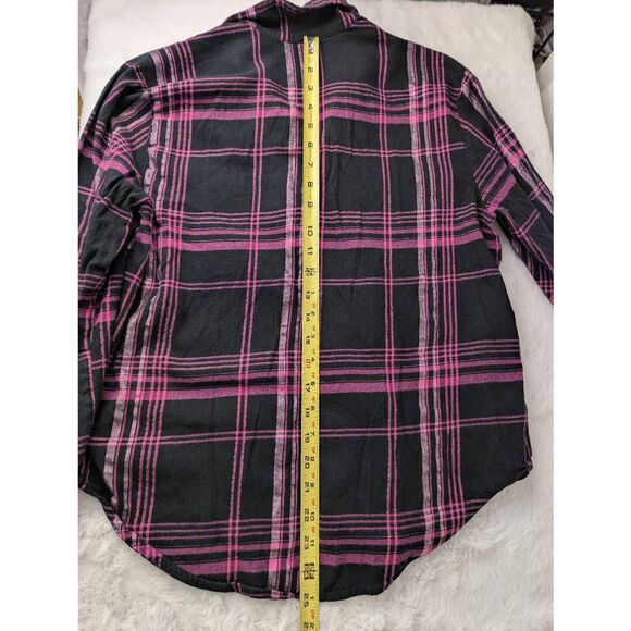 Victorias‎ Secret Shimmer Cotton Flannel Long Sleeve Pajama Set Black Pink Plaid - Picture 7 of 13